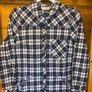 Rokoko blue and white plaid long sleeve dress